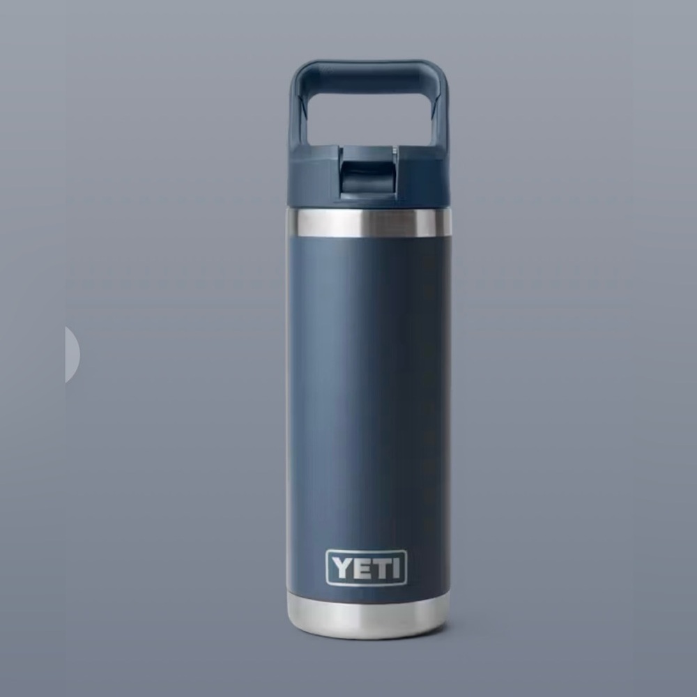 Yeti Rambler 18oz Bottle in Navy Blue with Straw Cap NEW